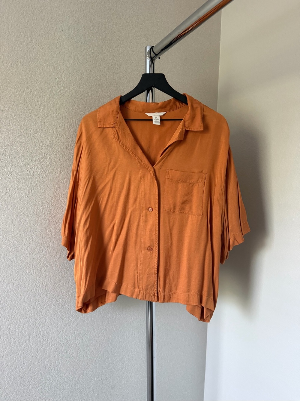 H&M Rust Orange Boxy Button-Front Women's Shirt